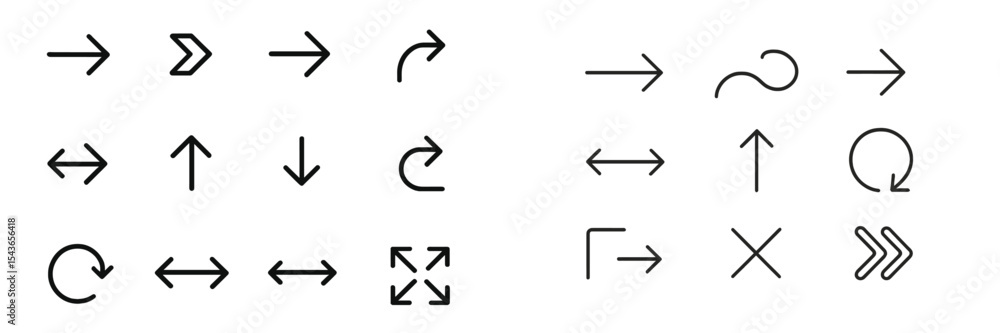 Aufkleber Unique collection of directional and movement icons illustrating various navigation and flow concepts