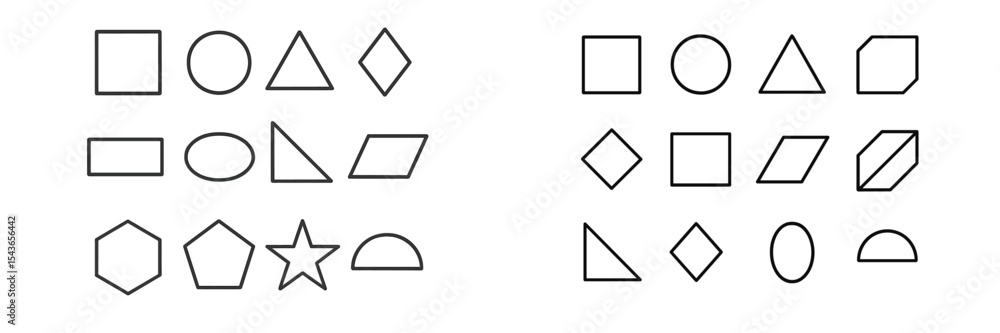 Aufkleber various geometric shapes arranged in a systematic fashion for educational purposes in an instruction