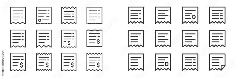 Poster Various styles of simple documents arranged in a grid pattern showing diverse formats and designs on a clean background