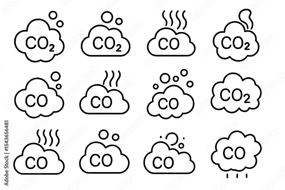 Poster Different representations of carbon monoxide and carbon dioxide in cloud-like formations in a simple design