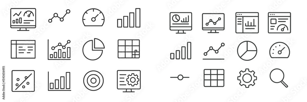 Aufkleber Visual representation of data analytics tools and charts for business intelligence applications