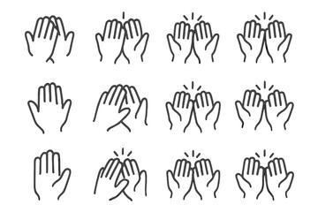 Obraz premium Various hand gestures representing applause and celebration, showcasing a range of styles and orientations for creative use