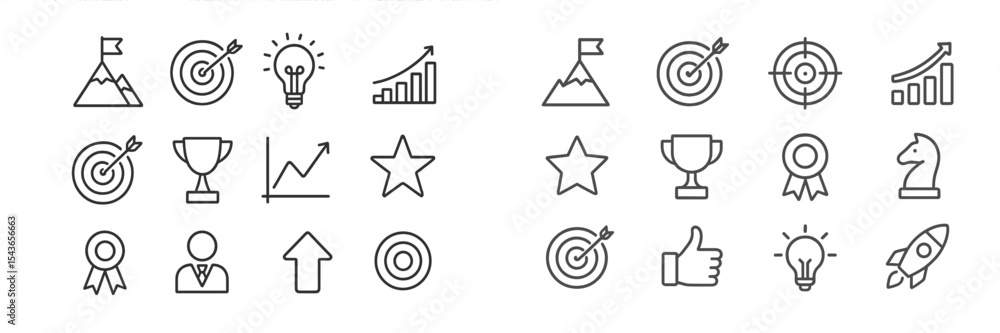 Aufkleber Different icons representing success, achievement, and progress designed in minimalistic style suitable for various projects
