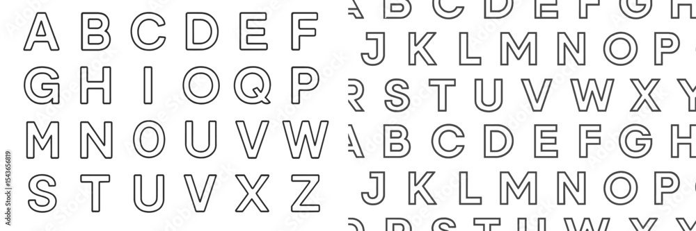 Poster Collection of uppercase letters arranged in a grid pattern for educational purposes