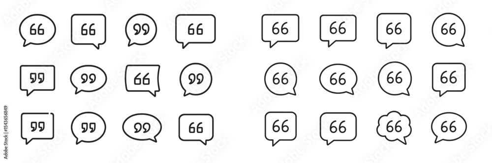 Aufkleber Multiple quotation mark designs displayed in various styles on a clean background suitable for creative projects
