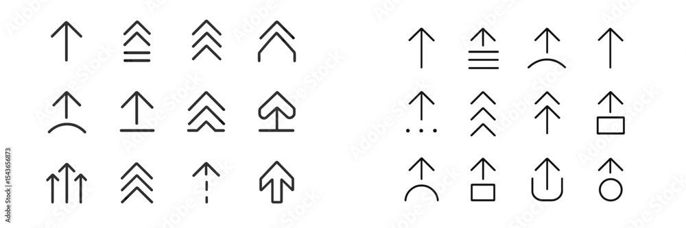 Aufkleber Collection of various upward arrow symbols and lines displayed in a minimalist design