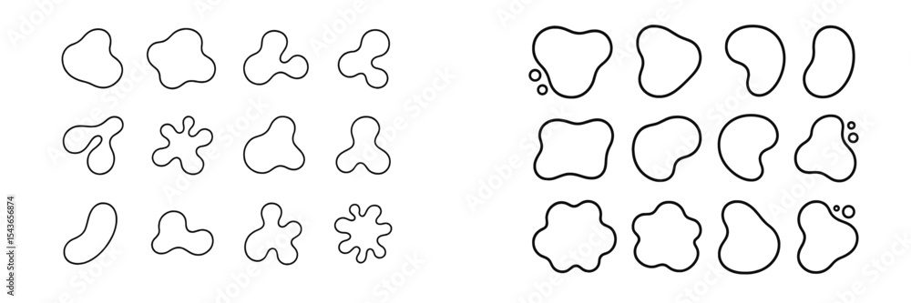 Poster Abstract shapes in various forms arranged in an artistic layout for creative design inspiration
