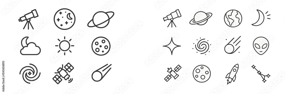 Aufkleber Various celestial icons and symbols representing astronomy and space exploration in a simplistic style