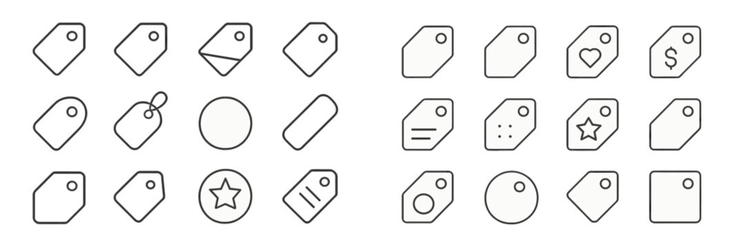 Various tags and labels in simple designs suitable for organization or decoration purposes - Powered by Adobe