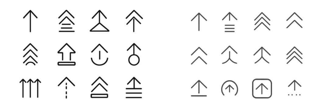 Variety of geometric symbols showcasing upward direction in a minimalist style