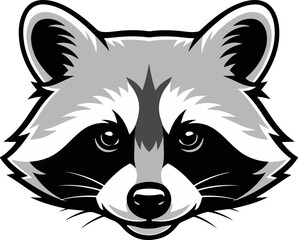 Raccoon logo in three colors, white gray and black, good raccoon logo.