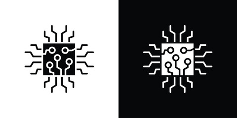 Microchip icon collection. line stroke icon. EPS 10
