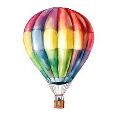 Fototapeta premium Colorful watercolor hot air balloon isolated on white background