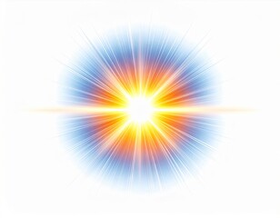 Obraz premium Bright Orange Yellow Light Burst on White Background