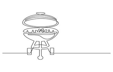 Set of continuous one line BBQ grill elements. Vintage BBQ grill elements isolated on a white background. Vector illustration, Bbq grill simple outline vector design. meat veal, pork, beef, veal steak