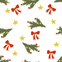 Festive winter holiday seamless repeating pattern art. Vector illustration