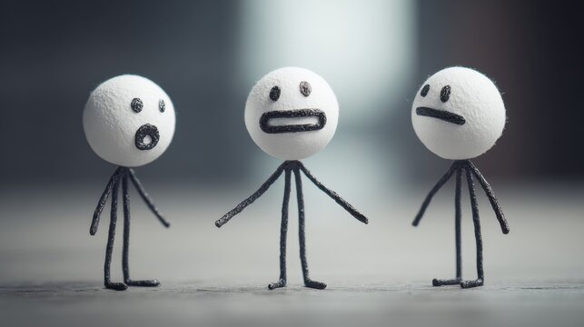 The stick figure connects two others through turn-taking speech, highlighting translation and mediation to resolve communication barriers.
