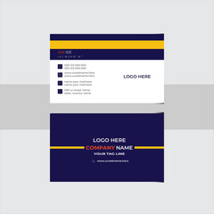 Double-sided creative business card template. Portrait and landscape orientation. Golden and Blu corporate business card design