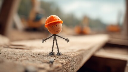 This scene shows a stick figure with a hard hat, promoting awareness and prevention of head injuries in hazardous environments.
