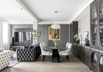 Fototapeta premium modern luxury dining room interior, 3d render