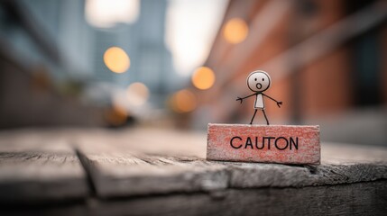 A stick figure stops before a “Danger” sign, highlighting alertness and the importance of recognizing hazards for personal safety.
