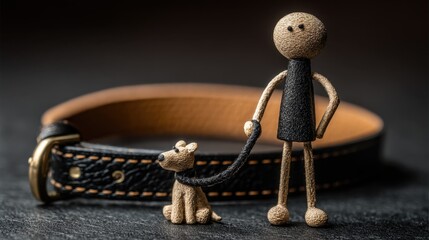 This stick figure keeps a pet leashed, highlighting the importance of control and safety in public spaces.
