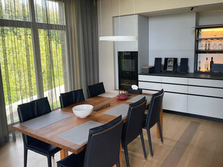 modern luxury dining room interior, 3d render