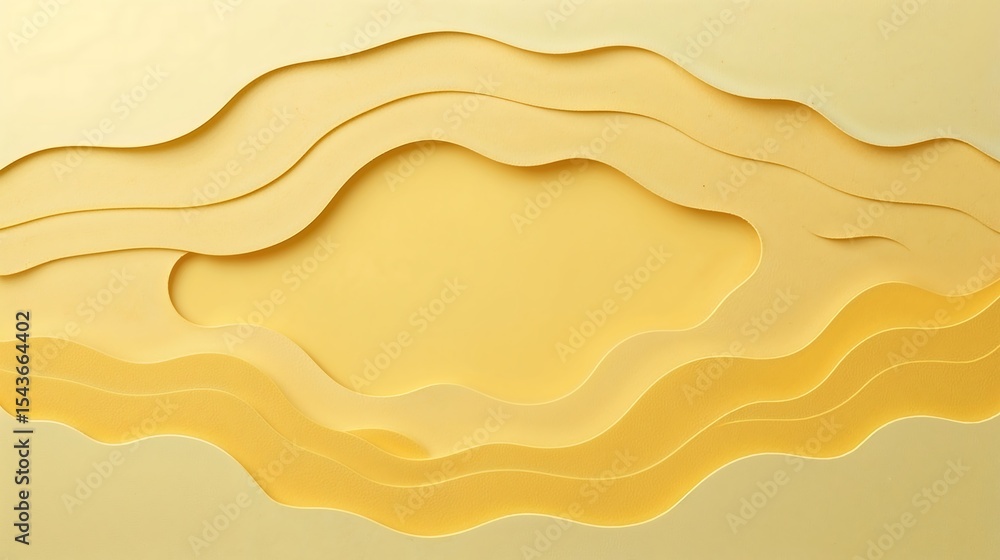 Aufkleber abstract yellow papercut layers soft pastel undulating waves background texture design image