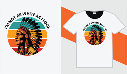 Native american indian chief t shirt design template

