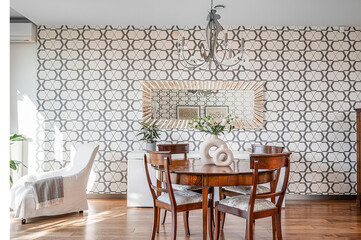 modern luxury dining room interior, 3d render