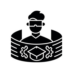 use VR AR education black flat icon for digital and print projects.