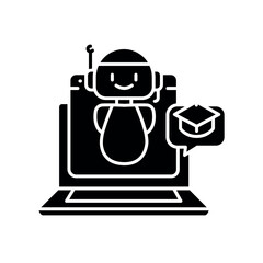 virtual tutoring black flat icon for digital and print projects.