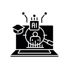 analysis student behavior online lessons black flat icon for digital and print projects.