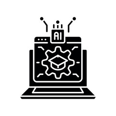 automatic creation educational program black flat icon for digital and print projects.