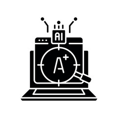 automatic grading assignments black flat icon for digital and print projects.