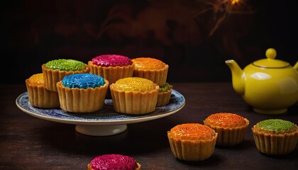 Mid-Autumn Festival Mooncakes and Tea in a Chinese Setting
