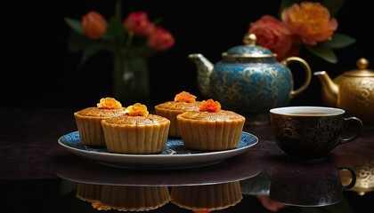 Mid-Autumn Festival Mooncakes and Tea in a Chinese Setting
