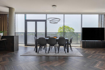 modern luxury dining room interior, 3d render