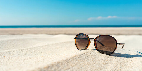 Sunglasses on Sandy Beach Summer Vacation Vibes