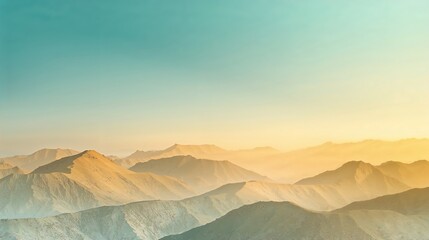 Golden Hour Mountain Range Vast Landscape Teal Sky Sunrise Desert Hills mountains