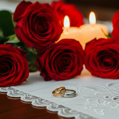 wedding rings and roses