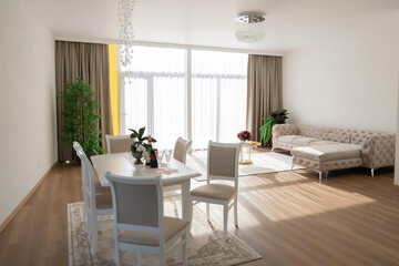 modern luxury dining room interior, 3d render