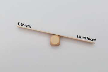 Ethical or unethical balance ones ethical concept established moral principles societal standards 