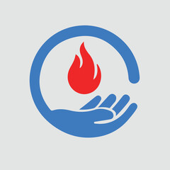 fire flame in hand icon vector
