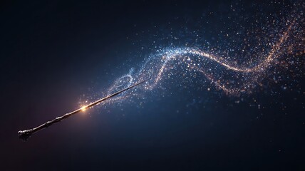 A magical wand emitting sparkling light trails.