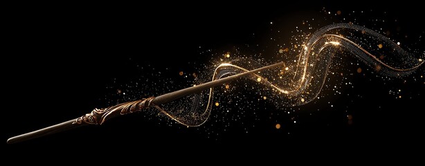 Magical wand with sparkling energy effects.