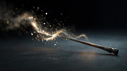 A magical wand emitting sparkling dust.