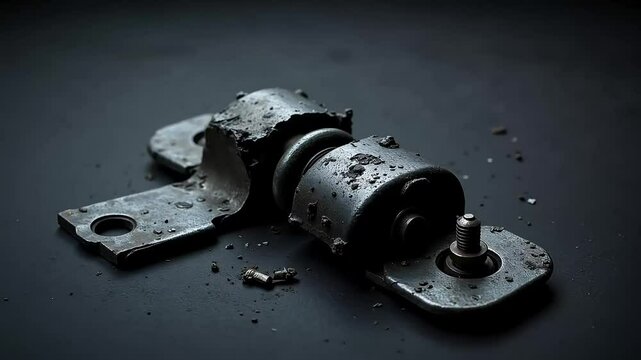 Worn Metal Hinge Broken Part Industrial Machinery Detail Closeup Shot