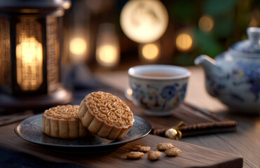 Close up of Mooncakes during the Reunion Festival