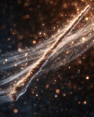 Magical wand with sparkles in serene background